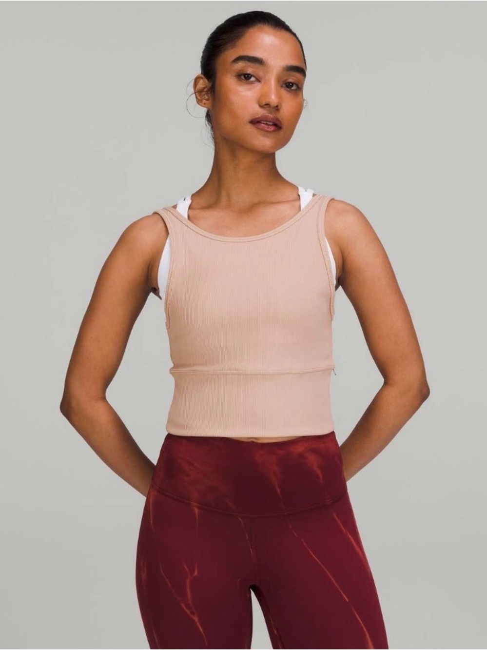 Lululemon Power Pivot Ribbed Tank Top in Pink Clay